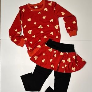 Red Heart Print Outfit Set